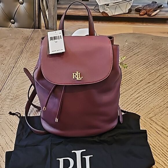 Ralph Lauren winny backpack NWT fine grain cow leather wine color - Picture 2 of 11